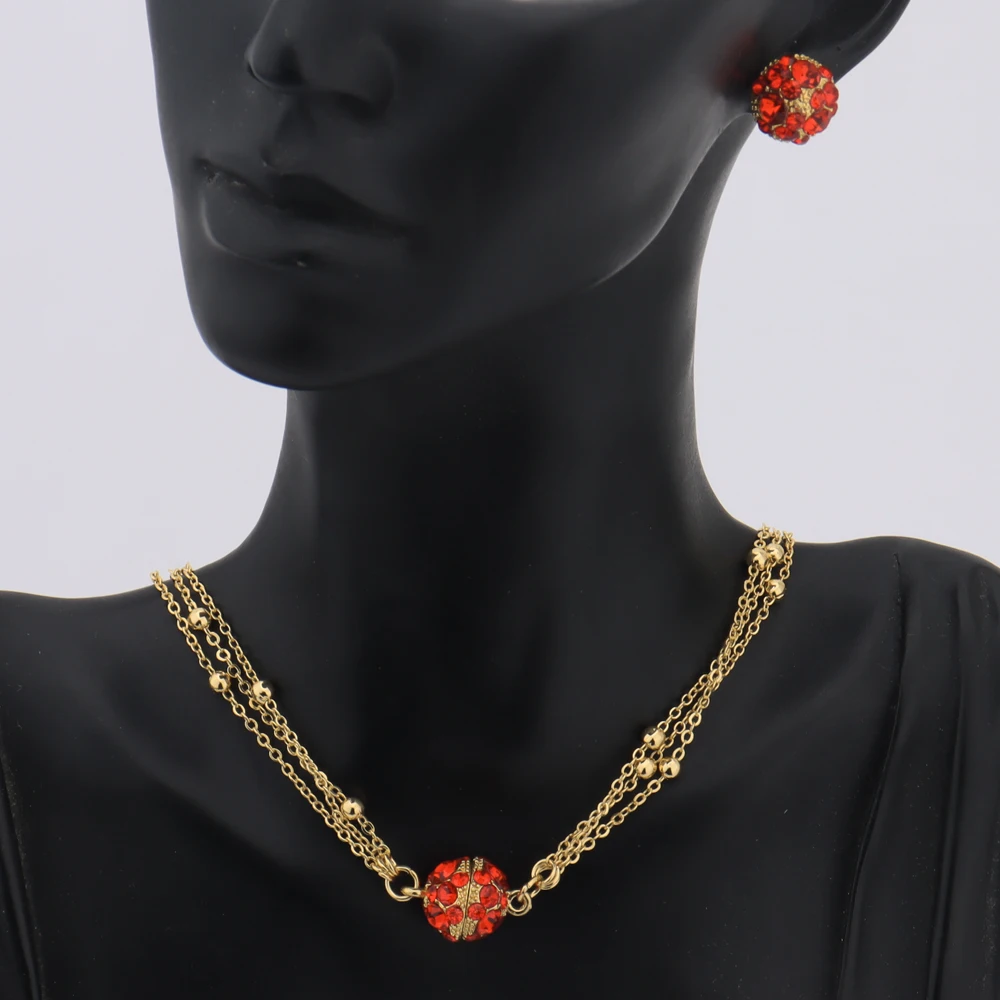 Luxury Italy Gold Color Jewelry Set for Women Bridal Fashion Micro Inlaid Crystal Earring Necklace Wedding African Banquet Gift - Image 2