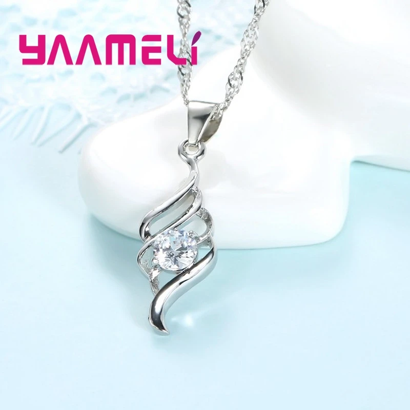 Jewelry Sets For Women Charms 925 Sterling Silver Color Pendant Necklace Hoop Earring Fashion Classic Collares Wedding Gift - Image 5
