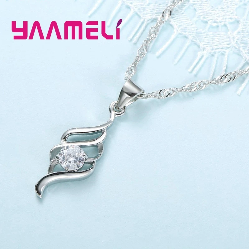Jewelry Sets For Women Charms 925 Sterling Silver Color Pendant Necklace Hoop Earring Fashion Classic Collares Wedding Gift - Image 4