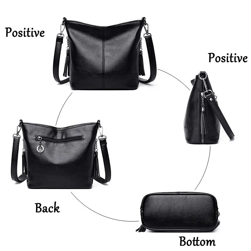 Hand Crossbody Bags For Women 2024 New Luxury Designer Handbag Leather Tassel Shoulder Bags Purses And Handbags Tote Bag Bolsa - Image 5