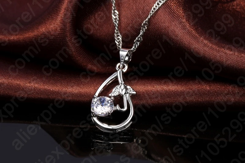 Wedding Bridal Jewelry Sets for Women Neckalce and Earrings 925 Sterling Silver Romantic Style Jewelry for Women As Gift - Image 4