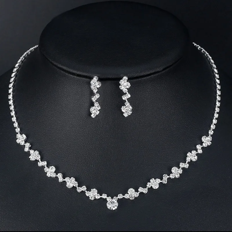 Vintage Crystal Jewelry Sets Geometric Choker Necklace Earrings Bracelet Wedding Neckchain Jewelry Sets Women Gift - Image 4