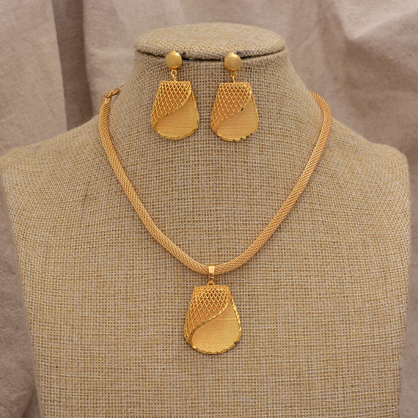 Women Jewelry Set Gold Plated High Quality Party African Bridal Flower Jewelry Set