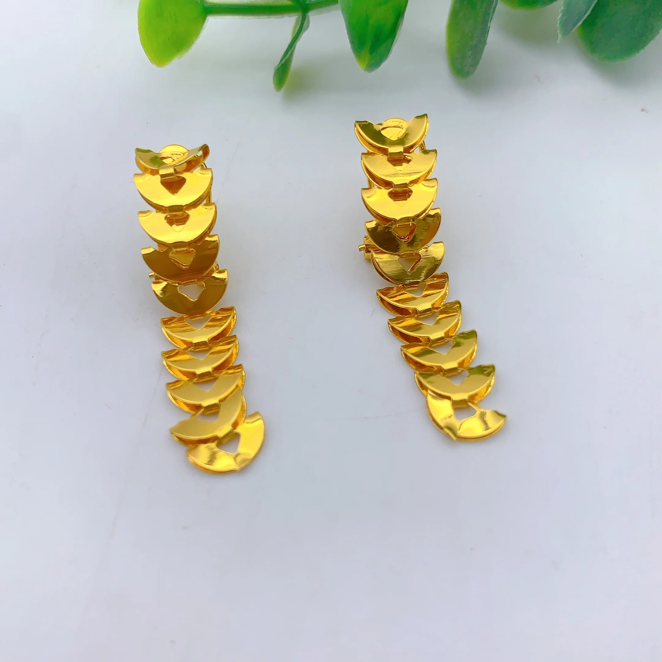 Dubai Jewelry Sets for Women Long Chain Necklaces Earrings Three Pieces Set 24K Gold Color Eritrean Wedding Party Gifts - Image 3