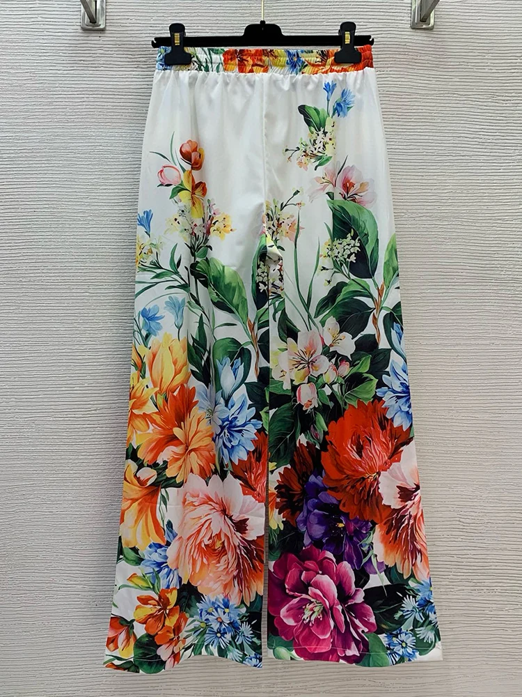Autumn women's leisure suit printed lace waist pocket long sleeve shirt+elastic waist wide leg trousers fashion two-piece suit. - Image 5