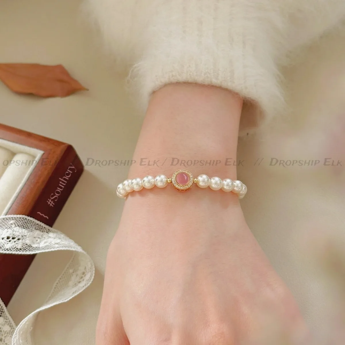 Pearl Jewelry Sets Women Necklace Pendant Necklace Elegant Multi-Layer Neck Chain Pink Chic Luxury Ring Earrings Jewelry Gifts - Image 3