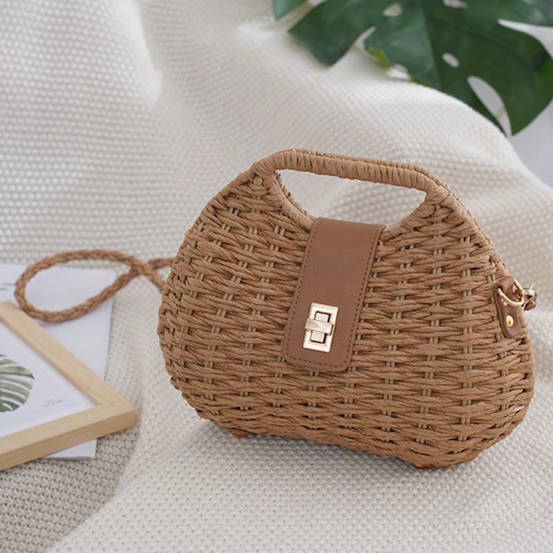 New Fashionable Women's Hand-held Straw Bag Luxury Versatile Shoulder Cross-body Bag - Image 3