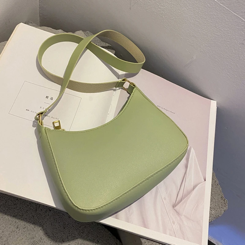 New Women's Handbag Fashionable Retro Solid Color Shoulder Bag PU Leather Casual Women's Hobos Handbag - Image 5