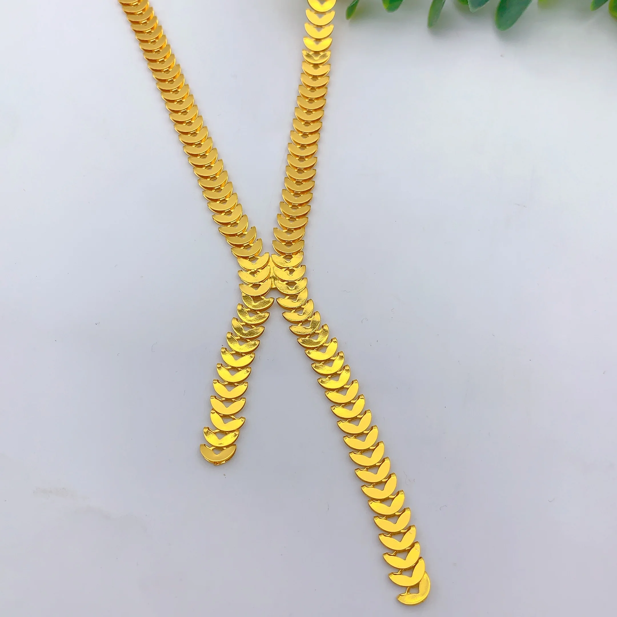 Dubai Jewelry Sets for Women Long Chain Necklaces Earrings Three Pieces Set 24K Gold Color Eritrean Wedding Party Gifts - Image 4