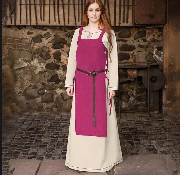 Women's Medieval Viking Apron Overdress with Laced Back Tunic Dress Faire Renaissance Fair Party Carnival Halloween Dress - Image 6