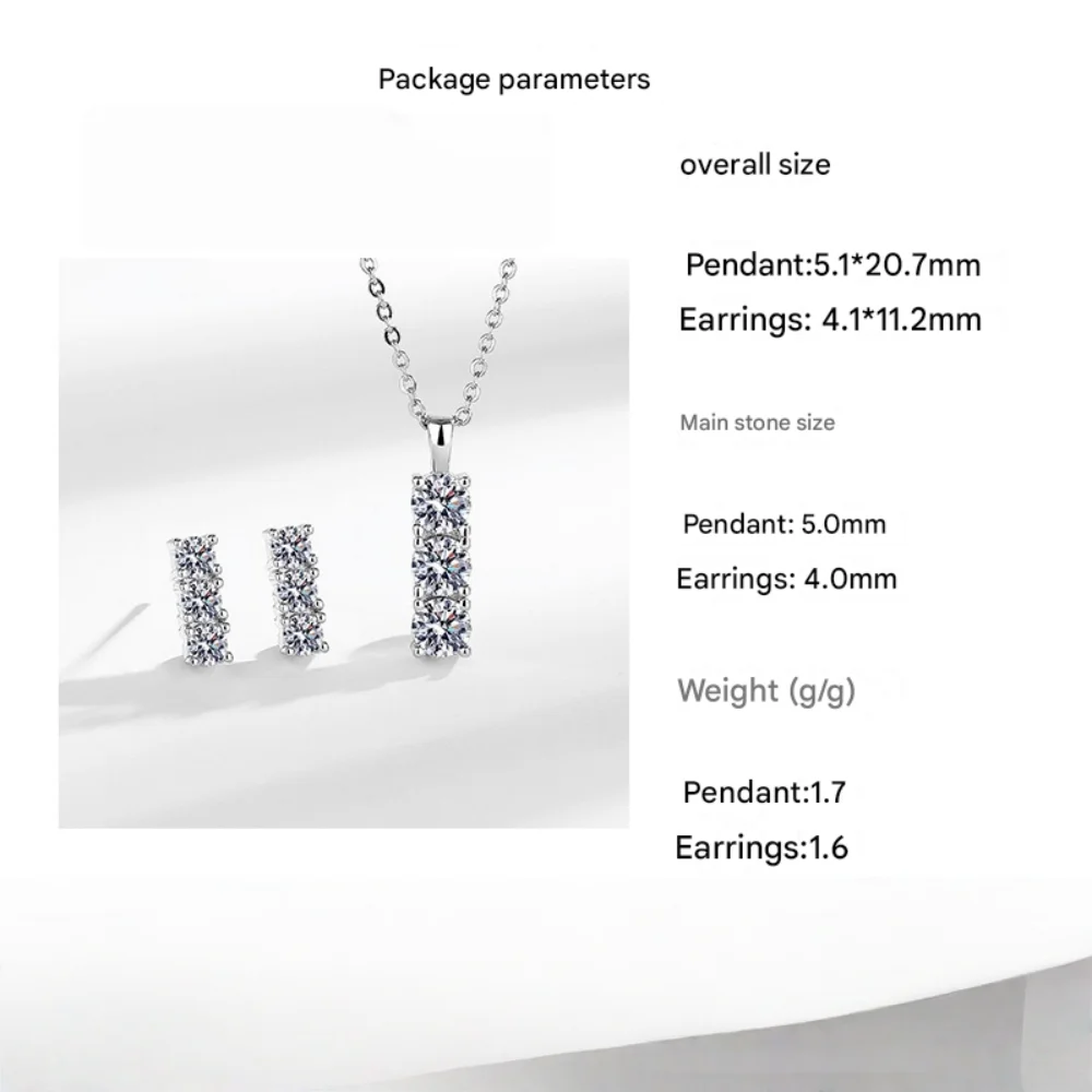 925 Sterling Silver Jewelry Set With Diamond Necklace And Earrings, Wedding Dress Versatile Jewelry Set Inlaid With AAAAA Zircon - Image 4