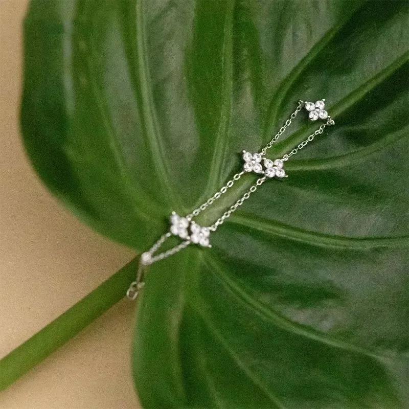 High Quality Crystal Four Leaf Flower Bracelet for Women Clasic Trendy Gold Color Stainless Steel Zircon Bangle Jewelry Gift - Image 4
