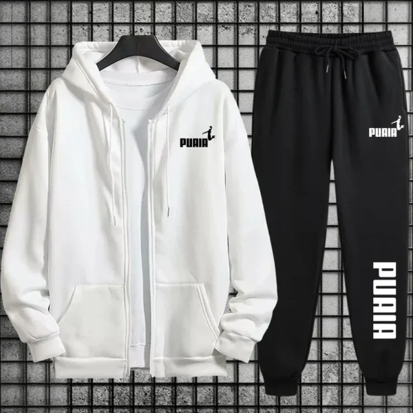 New in Women Tracksuit Trend Printing Hooded Sweatshirts Pants 2Pcs Set Casual Zipper Overcoat Suit Daily Clothing Autumn Winter