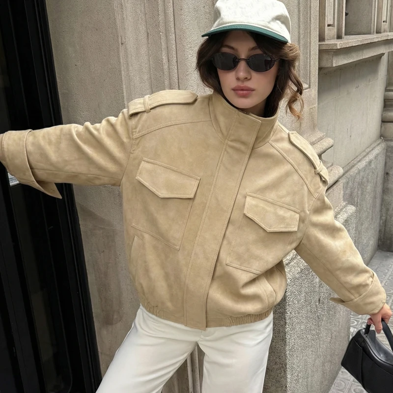 Women's Jacket Black Suede Jacket New Coats And Jackets Lady Autumn 2025 New Collection Long Sleeve Tops Comfortable Streetwear - Image 4