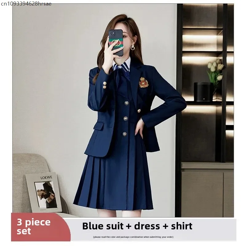 Autumn/Winter Suit JK Uniform Kindergarten Teach Professional Women's Preppy Style Long Sleeve Western-style Clothing Vest Dress - Image 8