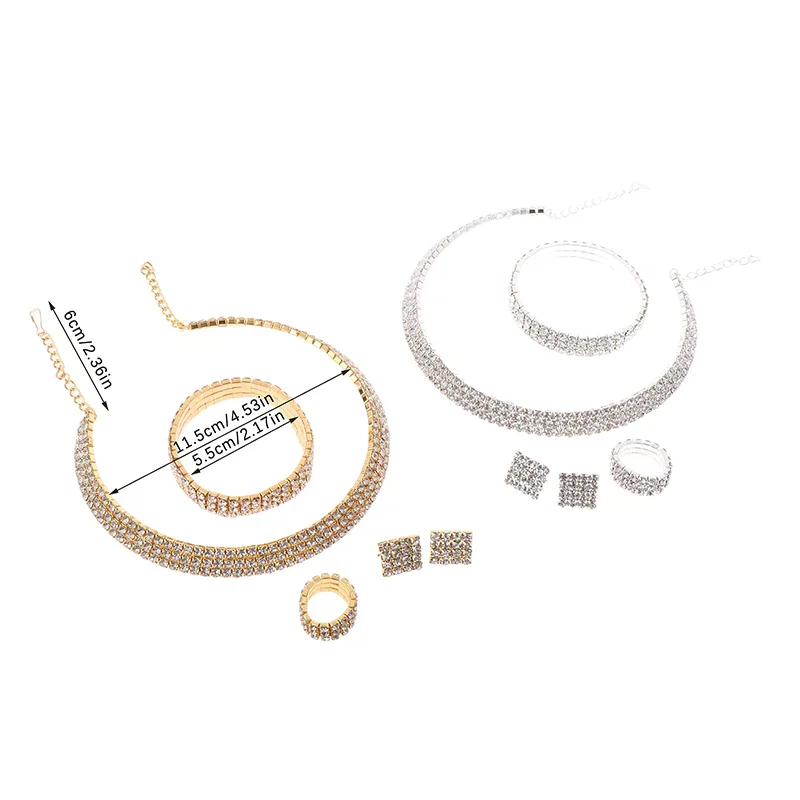 4Pcs/set Bridal Jewelry Set Necklace Bracelets Ring Earrings Set Super Gorgeous Luxury Shiny Fashion Jewelry Party Gift - Image 5