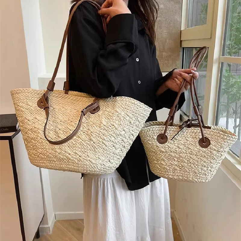 New Shoulder Bag Handmade Straw Woven Large Capacity Brand Highquality Basket Bag Summer Beach Vacation Fashion Handbag Forwomen - Image 4