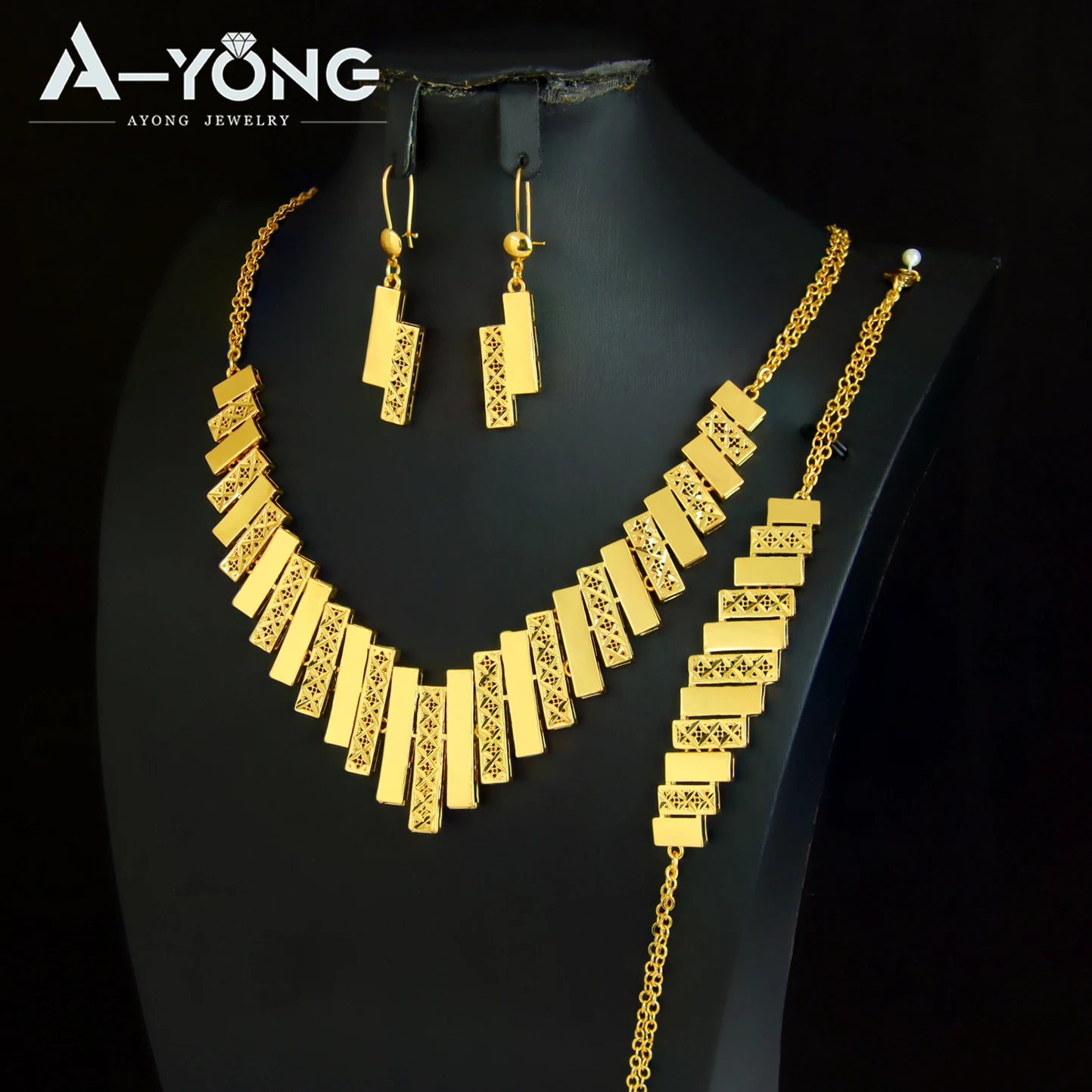 Gorgeous Dubai Wedding Jewelry Set 21k Gold Plated Turkish Vintage Bridal Necklace Bracelet Earrings Moroccan Marry Jewelrys - Image 4