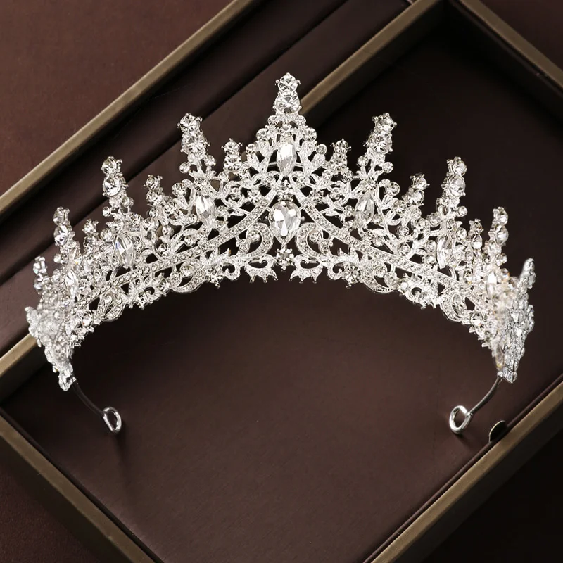 Bridal Wedding Jewelry 4-piece Set, Alloy Crystal Crown&Crystal Necklace&Earrings Women's Classic Wedding Tiaras - Image 10