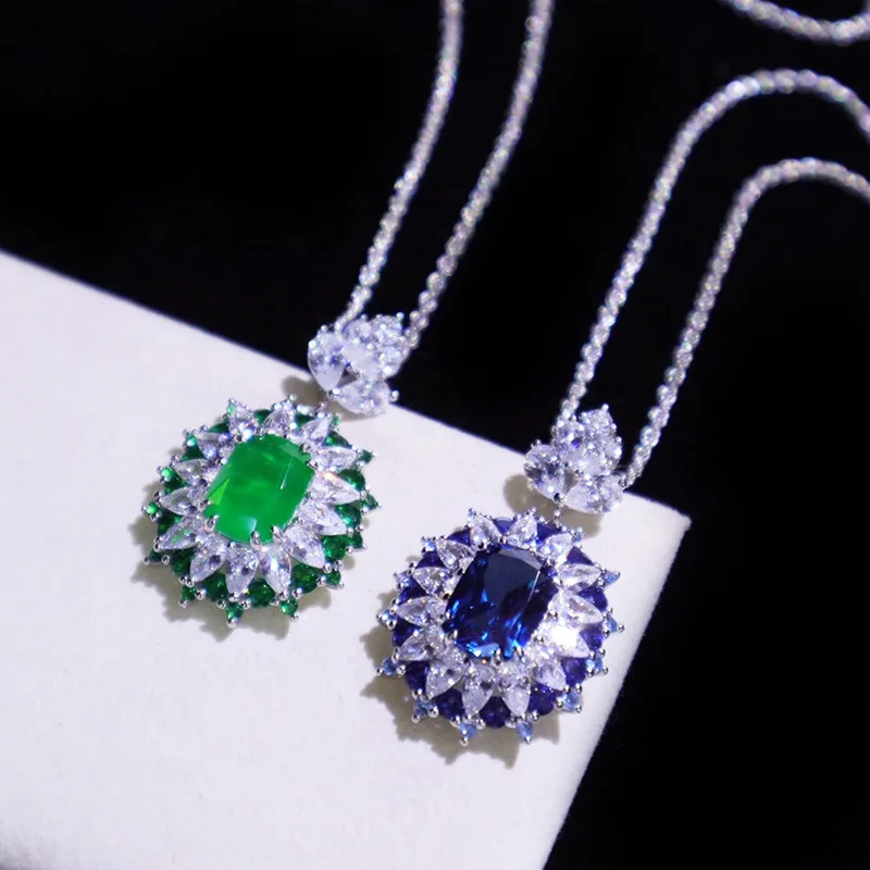 Jewelry Palace - Di Lin Princess Edition - Sapphire - Emerald - 925 Sterling Silver Pendant Necklace Ring Set - For Women to Wea - Image 6