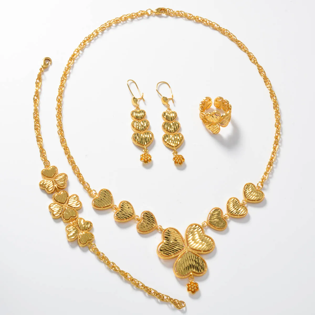 Dubai Jewelry Sets Necklace Bracelet Ring Earrings Set Elegant Gold Plated Arabic Design for Women Luxury Gift Wedding Jewelry - Image 7