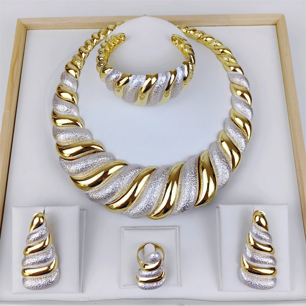 Dubai Gold Plated Jewelry Sets For Women Surround Big Necklace Plate 18K Original For Wedding Banquet Parties Luxurious Jewelry - Image 6