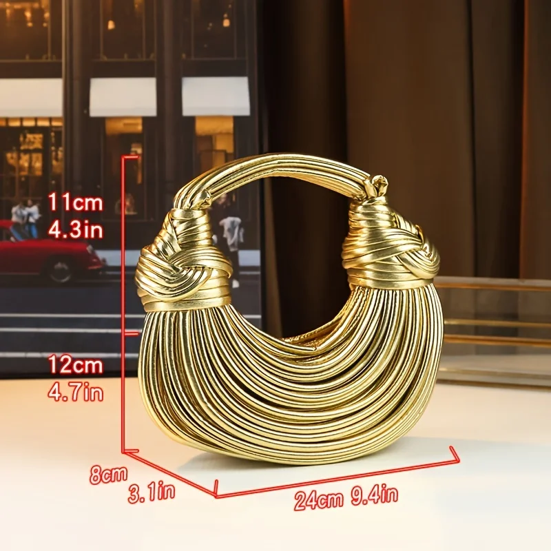Handbags for Women 2026 New Gold Luxury Designer Brand Handwoven Noodle Bags Rope Knotted Pulled Hobo Silver Evening Clutch Chic - Image 3