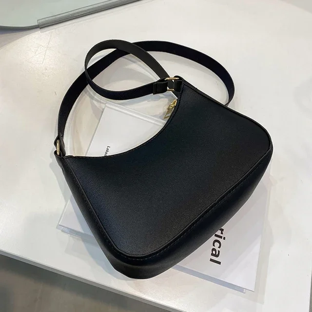 New Women's Handbag Fashionable Retro Solid Color Shoulder Bag PU Leather Casual Women's Hobos Handbag - Image 8