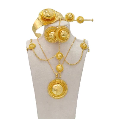 Ethiopian women's jewelry set, hairpins, headbands, earrings, bracelets, rings, pendants, African brides' wedding gifts - Image 7