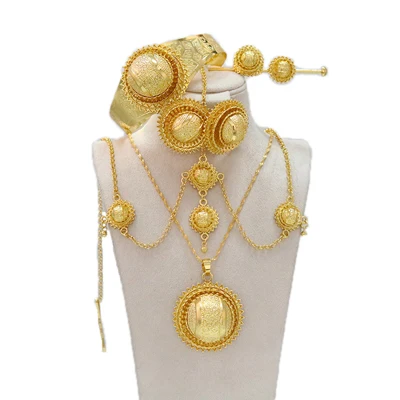 Ethiopian women's jewelry set, hairpins, headbands, earrings, bracelets, rings, pendants, African brides' wedding gifts - Image 8