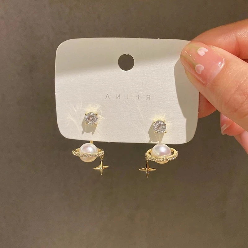 Upscale 14k Gold Jewelry Real Gold Earrings Zircon Pearl Twist Luxury Stud Earrings for Women Brincos Pendientes Bijoux - Image 17