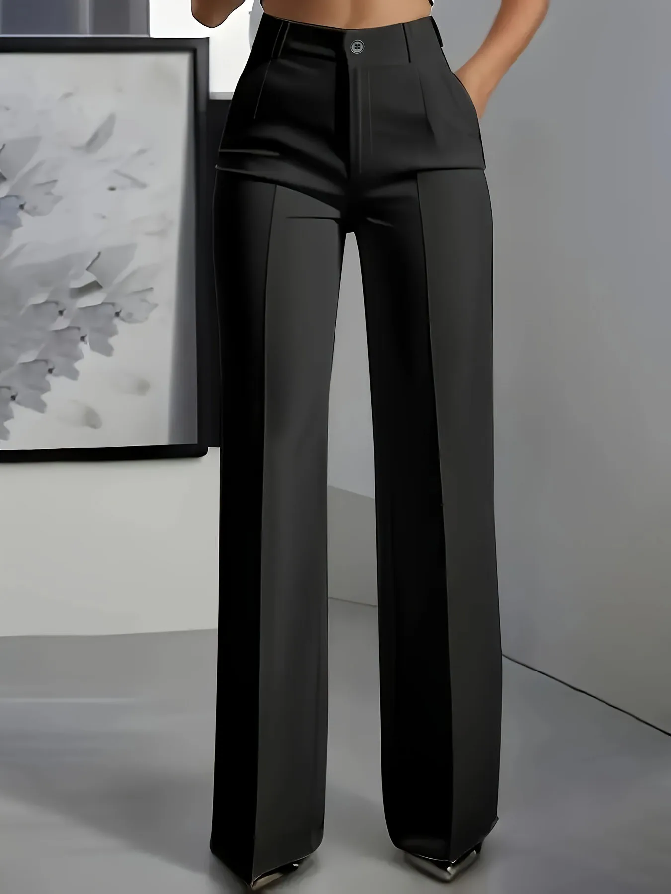European and American cross-border 2025 new women's high-waisted, draped, straight-cut, simple suit pants for women - Image 4