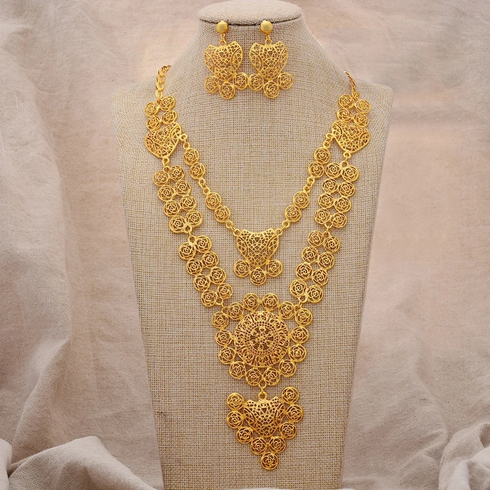 Women Jewelry Set Gold Plated High Quality Party African Bridal Flower Jewelry Set - Image 14