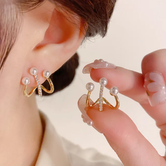 Upscale 14k Gold Jewelry Real Gold Earrings Zircon Pearl Twist Luxury Stud Earrings for Women Brincos Pendientes Bijoux - Image 12