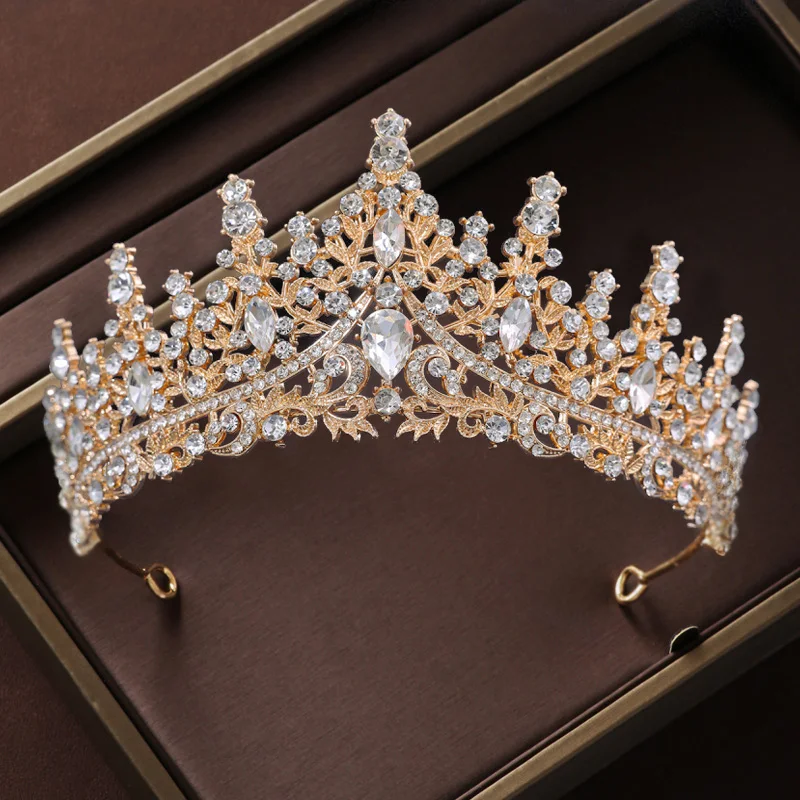 Bridal Wedding Jewelry 4-piece Set, Alloy Crystal Crown&Crystal Necklace&Earrings Women's Classic Wedding Tiaras - Image 9