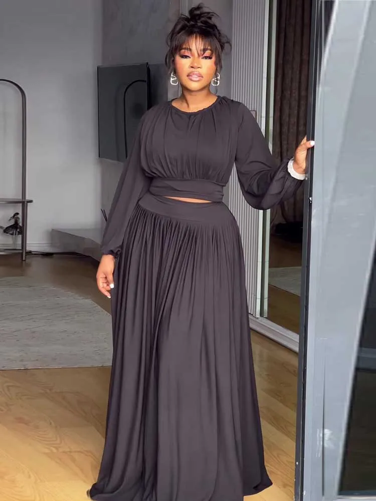 Female Clothing Autumn 2-piece Sets for Women Long Sleeve Top and Long Skirt Set Ladies Casual Dress Set Wholesale Dropshipping - Image 3