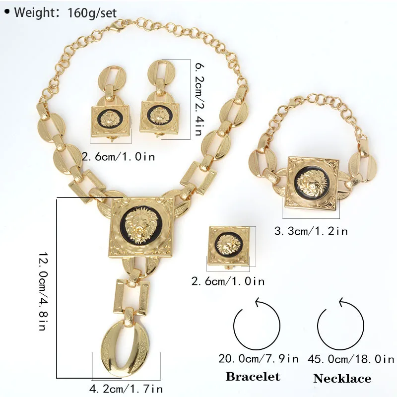 Gold Plated Jewelry Set For Women African Indian Dubai Wedding Jewellery Luxury Choker Necklace Bracelet Earring Cuff Rings - Image 2