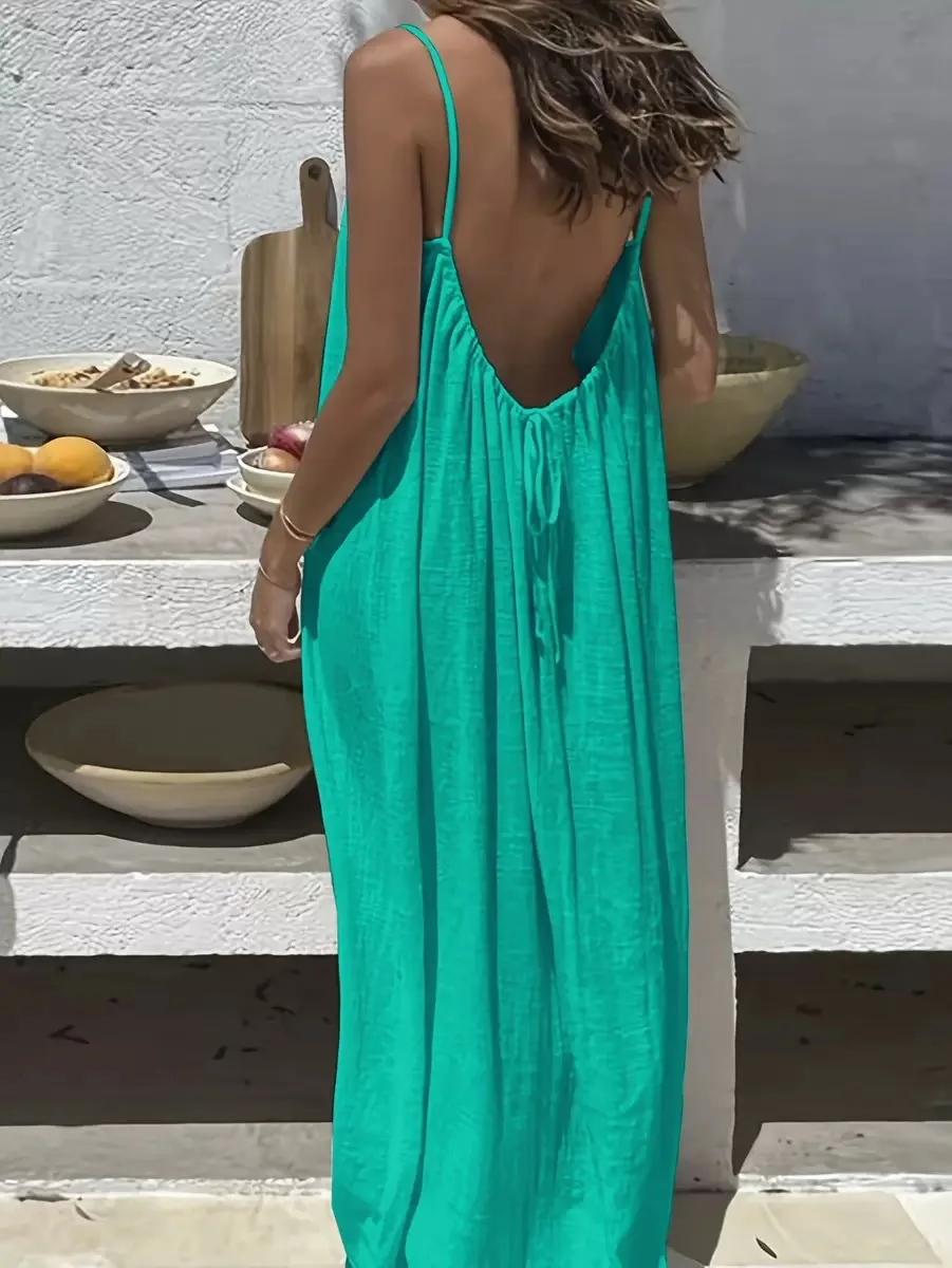 2026 New Women's Suspender Coat Backless Loose Loungewear Dress - Image 14
