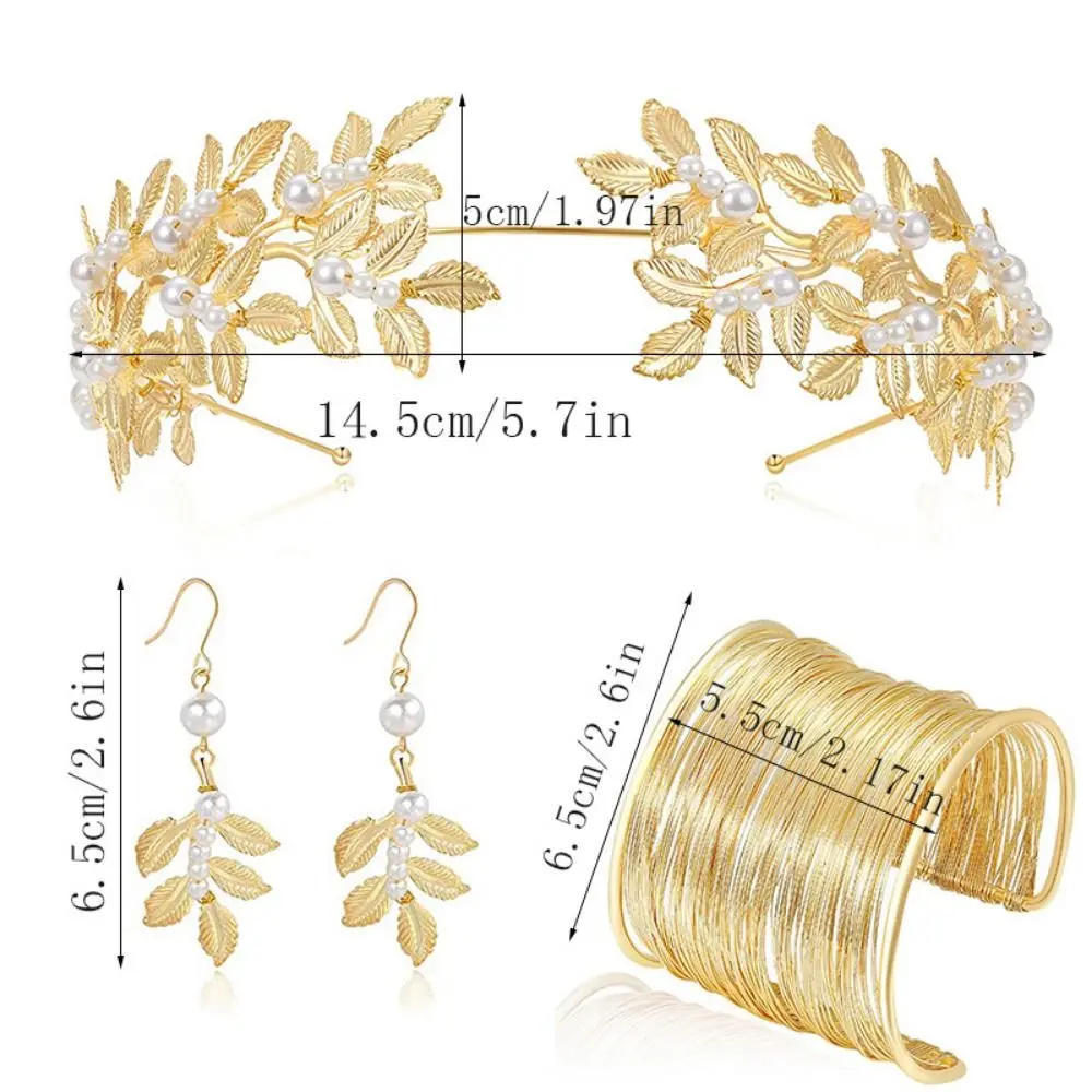 Baroque Women's Wedding Jewelry Set Gold Leaf Design Greek Goddess Hair Jewelry Necklace Bridal Earrings Rhinestone Jewelry Set - Image 6