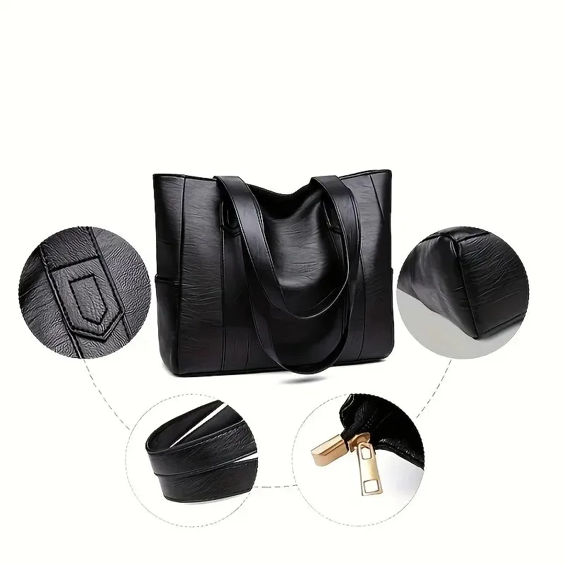 Vintage large capacity canvas women's handbag shoulder bag commuting work leisure handbag travel shopping bag - Image 2