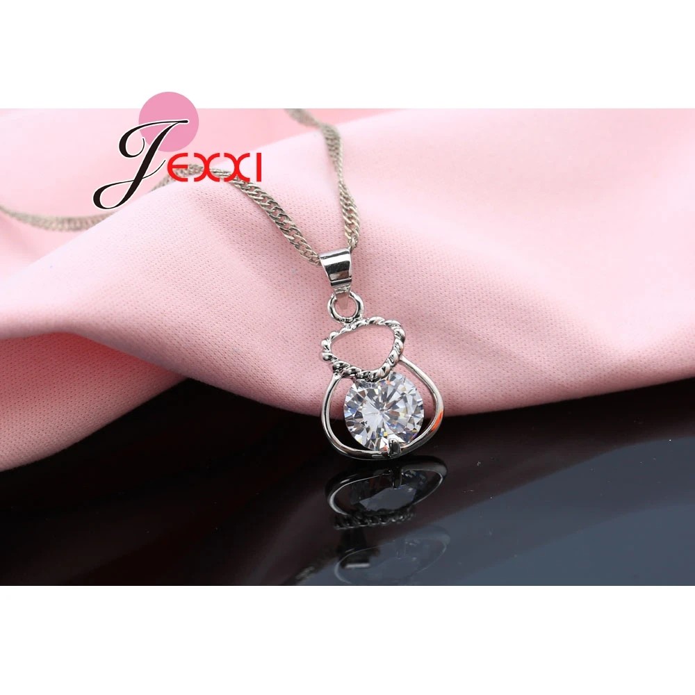 New 925 Silver Color Jewelry Sets Include Rhinestone Necklace Earrings Purse Wedding Anniversary Accessories Gift - Image 4