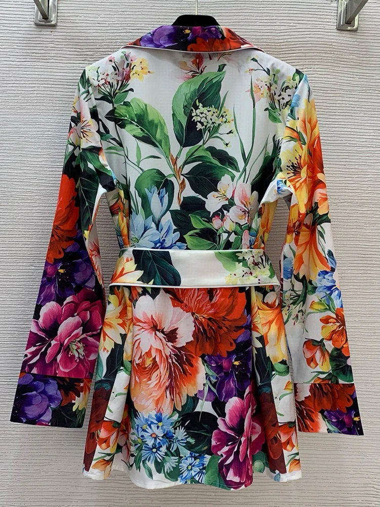 Autumn women's leisure suit printed lace waist pocket long sleeve shirt+elastic waist wide leg trousers fashion two-piece suit. - Image 3
