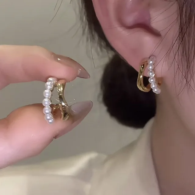 Upscale 14k Gold Jewelry Real Gold Earrings Zircon Pearl Twist Luxury Stud Earrings for Women Brincos Pendientes Bijoux - Image 9