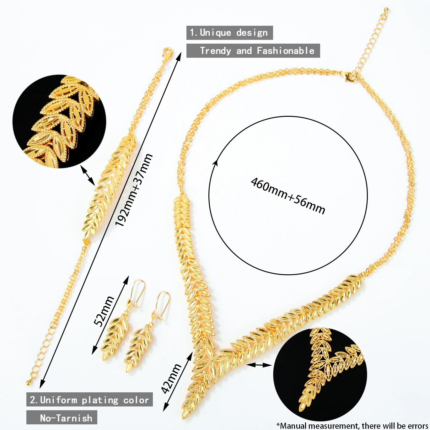 Gorgeous Dubai Wedding Jewelry Set 21k Gold Plated Turkish Vintage Bridal Necklace Bracelet Earrings Moroccan Marry Jewelrys - Image 8