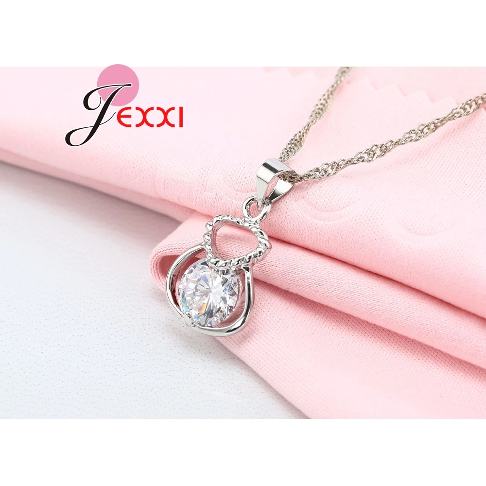 New 925 Silver Color Jewelry Sets Include Rhinestone Necklace Earrings Purse Wedding Anniversary Accessories Gift - Image 3