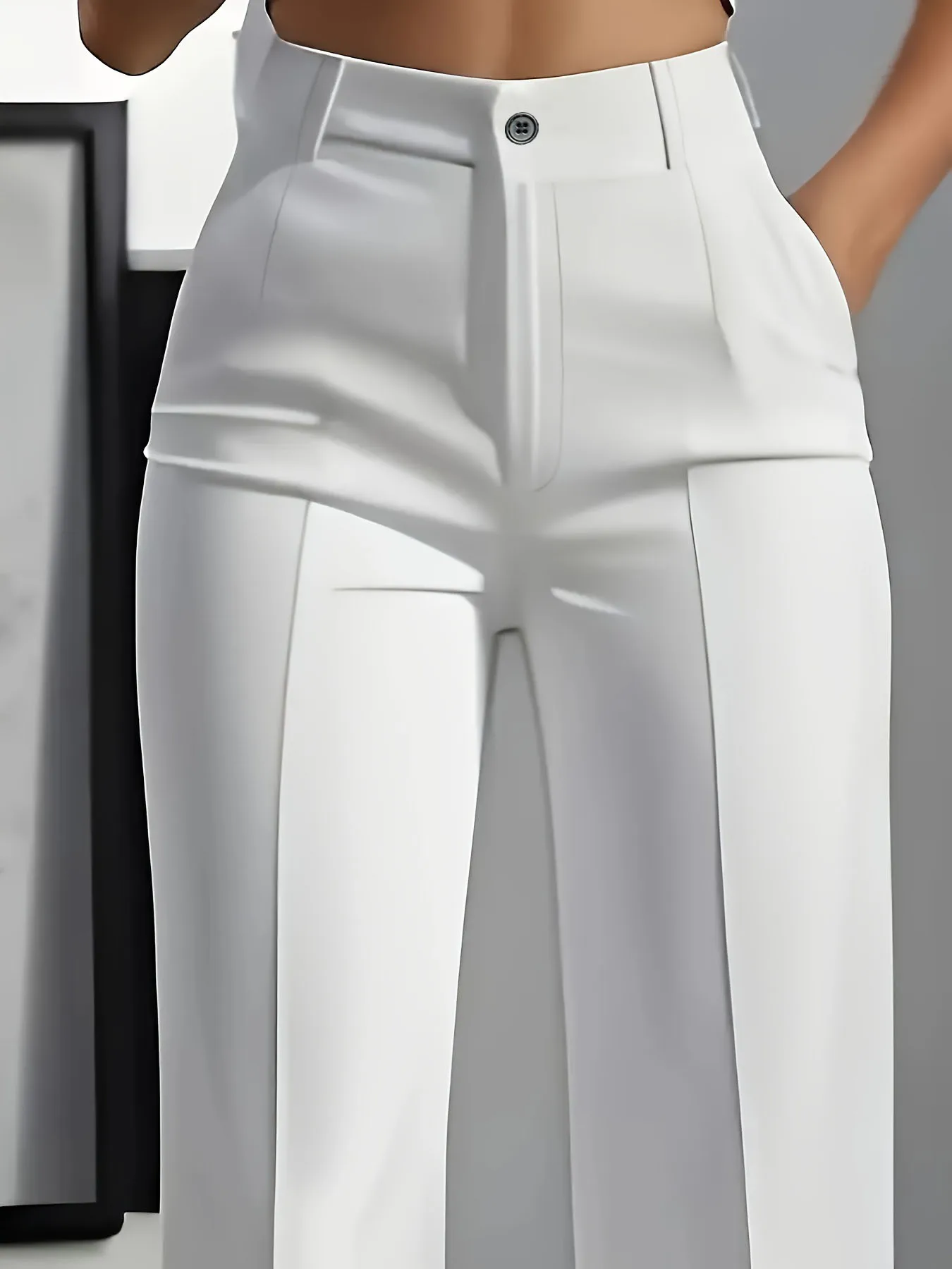 European and American cross-border 2025 new women's high-waisted, draped, straight-cut, simple suit pants for women - Image 3