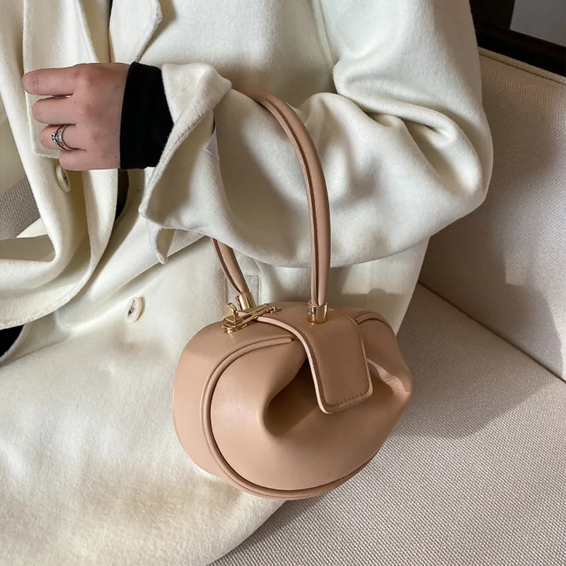 Round Ball Women's Handbag Brand Designer Bowling Bag PU Leather Mini Shoulder Bags Female Luxury Purse Fashion Armpit Bag - Image 5