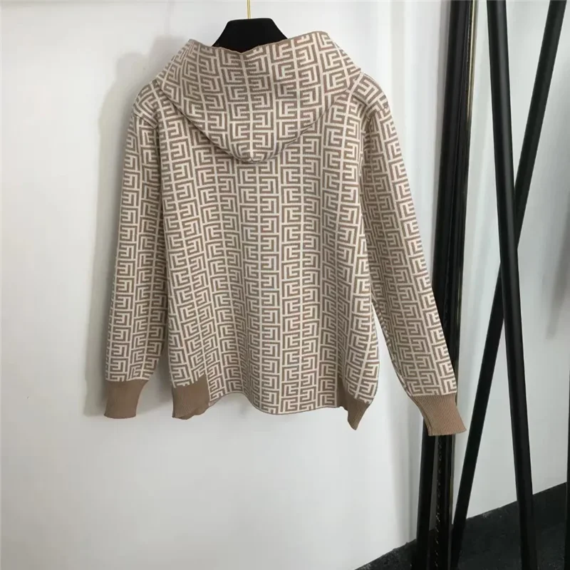 Autumn Winter Knitting Trouser-Suit Women 2024 New Fashion Loose Casual Suit Hooded Tops Coat Cardigan Wide-Leg Pants Female - Image 4