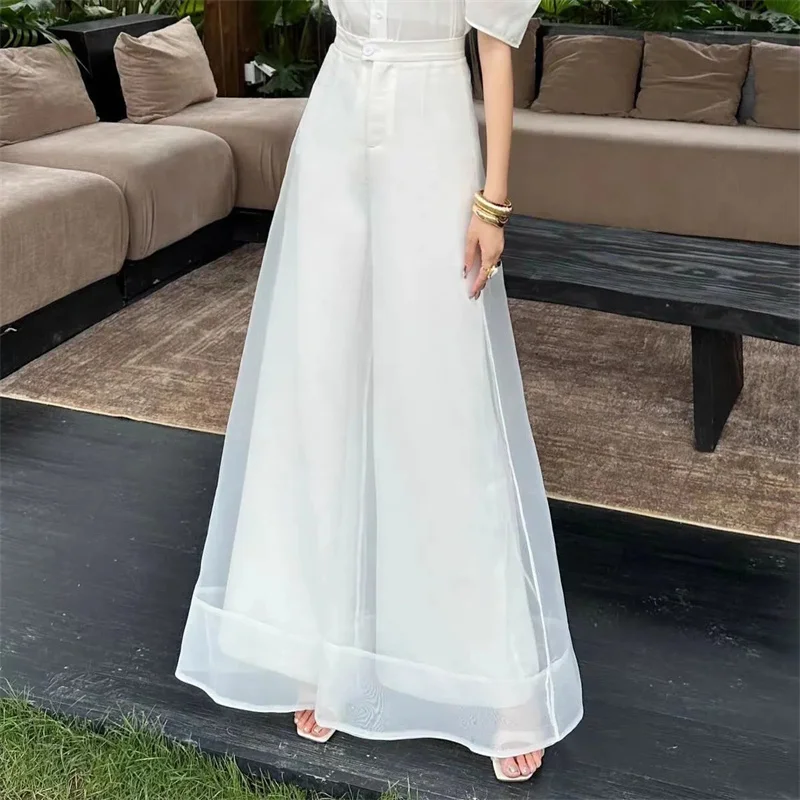 Woman Clothing Women's Pants Early Autumn new Fashion Design Sense Niche Casual Pants Women's Pants Yarn Loose Wide-leg Pants
