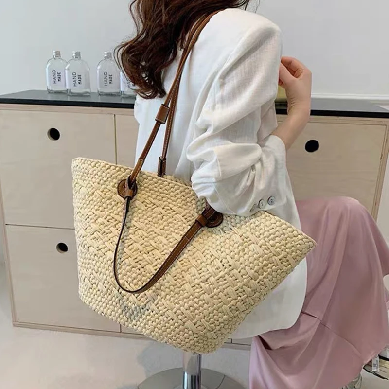 New Shoulder Bag Handmade Straw Woven Large Capacity Brand Highquality Basket Bag Summer Beach Vacation Fashion Handbag Forwomen - Image 5